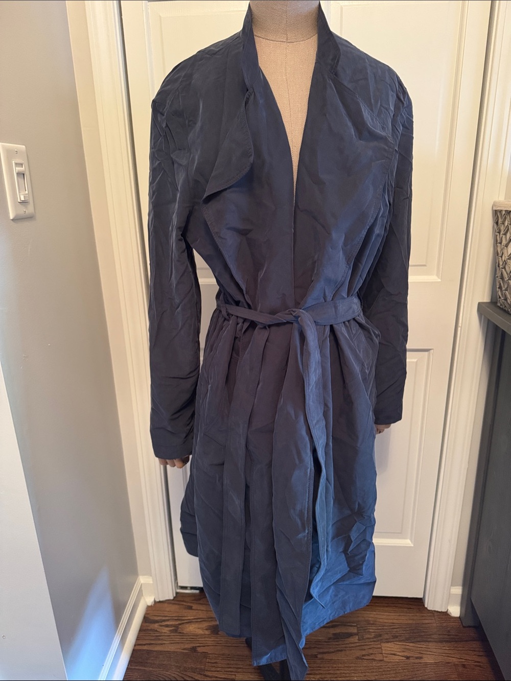 American Apparel Navy Tie-Waist Trench Coat